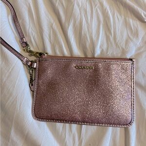 Pink glitter coach card holder, pink glitter coach wristlet